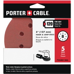Porter Cable - 5 HL AO 8 hole 120g disc 5 pack - 735801205