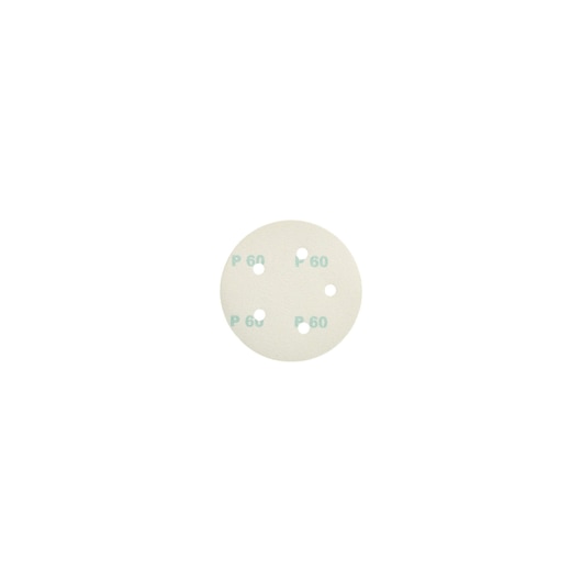 A round, white sandpaper disc with four holes and the text 'P 60' printed on its surface, used for sanding in photography equipment or workshop tools.