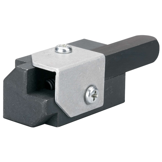 A close-up image of a Porter-Cable photography accessory part, mainly made of metal and featuring a rectangular design with screws and a protruding section.