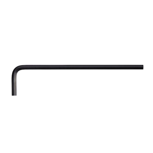 A black L-shaped hex key tool, also known as an Allen wrench, is shown against a white background.
