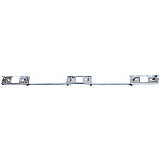 A metal photography tool with three adjustable mount brackets along a horizontal bar, shown against a white background.