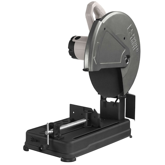 A PORTER-CABLE PCE700 power tool, specifically a metal cut-off saw, with a round blade, sturdy base, and handle, used for cutting metal materials.