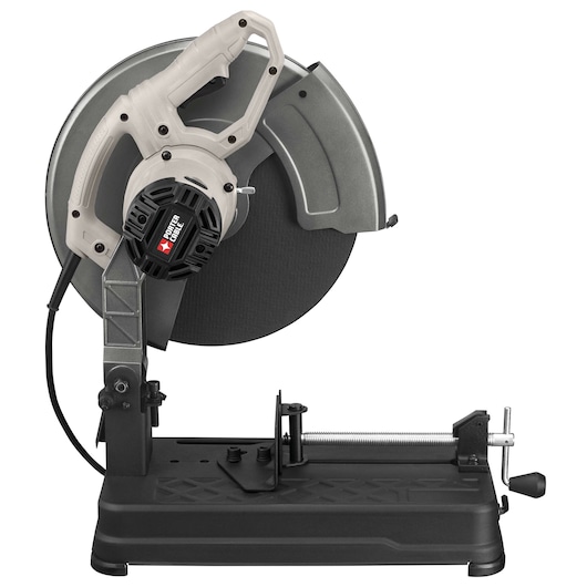 A PORTER-CABLE PCE700 heavy-duty metal cutting chop saw with a large circular blade, ergonomic handle, sturdy base, and clamping mechanism, shown against a white background.