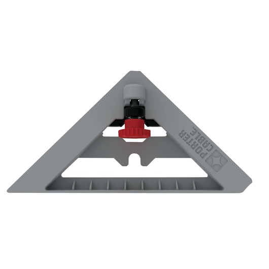 A gray triangular PORTER-CABLE photography accessory, SKU PCE980, featuring a central red adjustment knob and mounting hardware. The accessory displays the PORTER-CABLE logo on the right side.